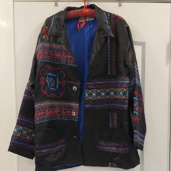 Chico's Jackets & Blazers - Chico's Design Silk Jacket with Blue and Red